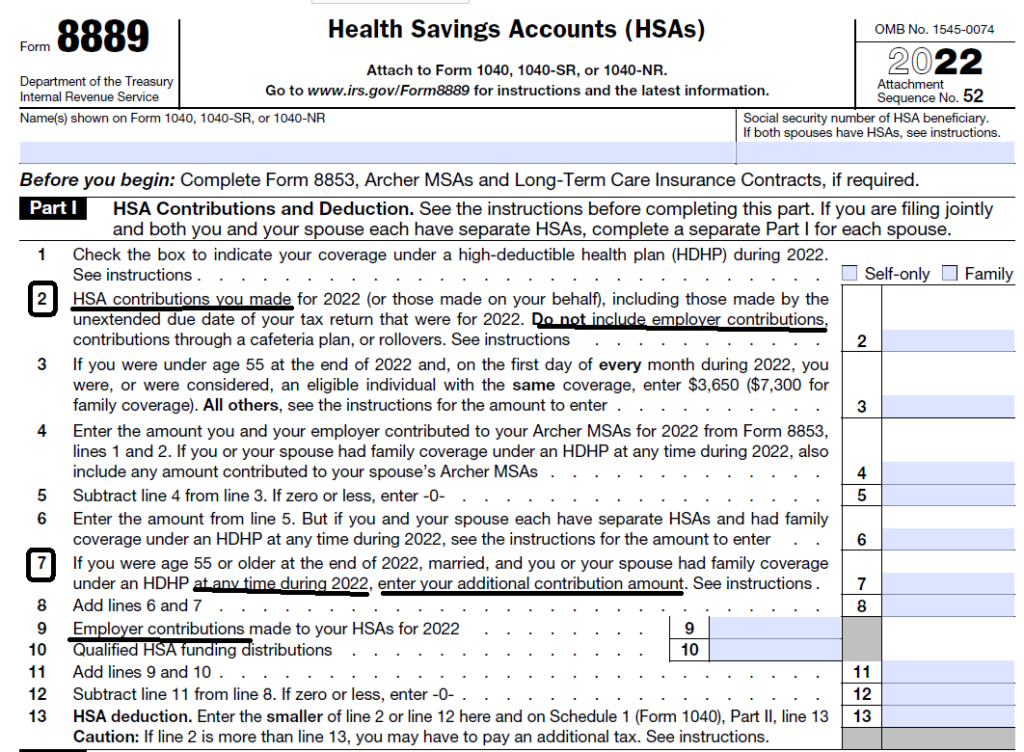 8889 HSA Tax Form