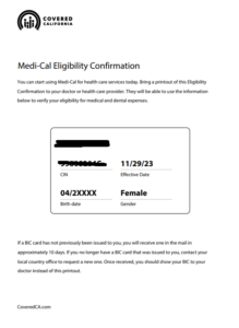 Temporary Medi Cal ID