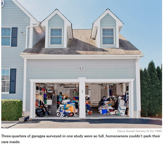 house with garage full of clutter & junk
