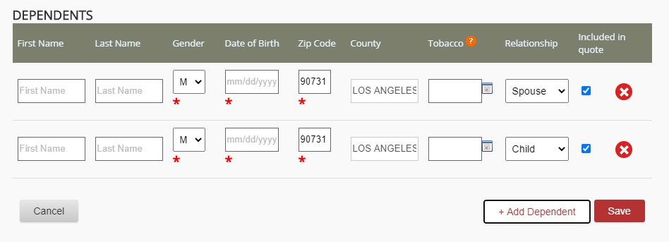 dependent census form