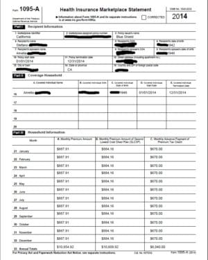 1095 A Tax Credits &amp; Subsidies for Form 8962 attaches to 1040 Covered CA