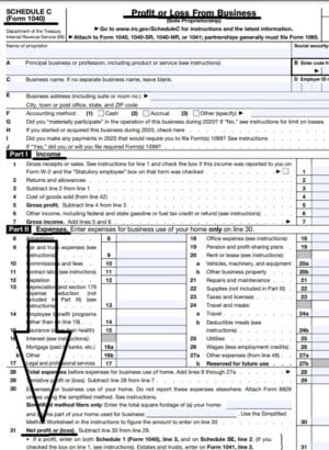 Schedule C 1040 line 31 Self employed tax MAGI instructions home office