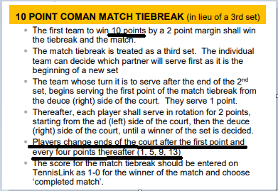 Who serves first in a tiebreak?