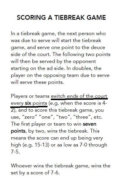 Who serves first in a tiebreak?, tie break 