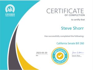 SB 260 Certificate of Completion