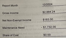 Sample income calculation