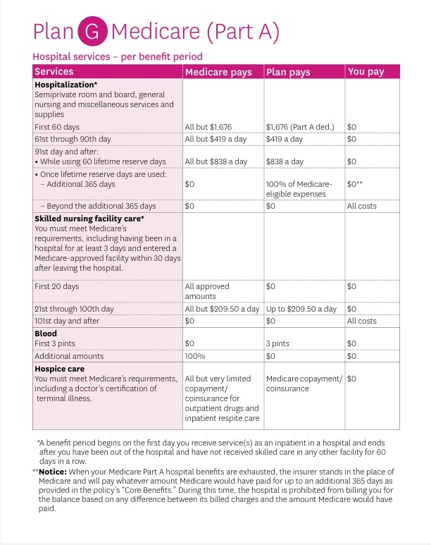 Medi Gap Plan G Part A Hospital