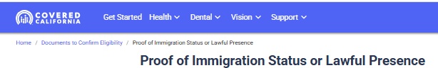 Covered CA Proof of Lawful Presense