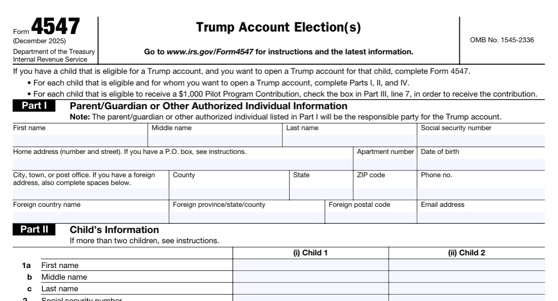 irs form 4547 to elect to do a trump account