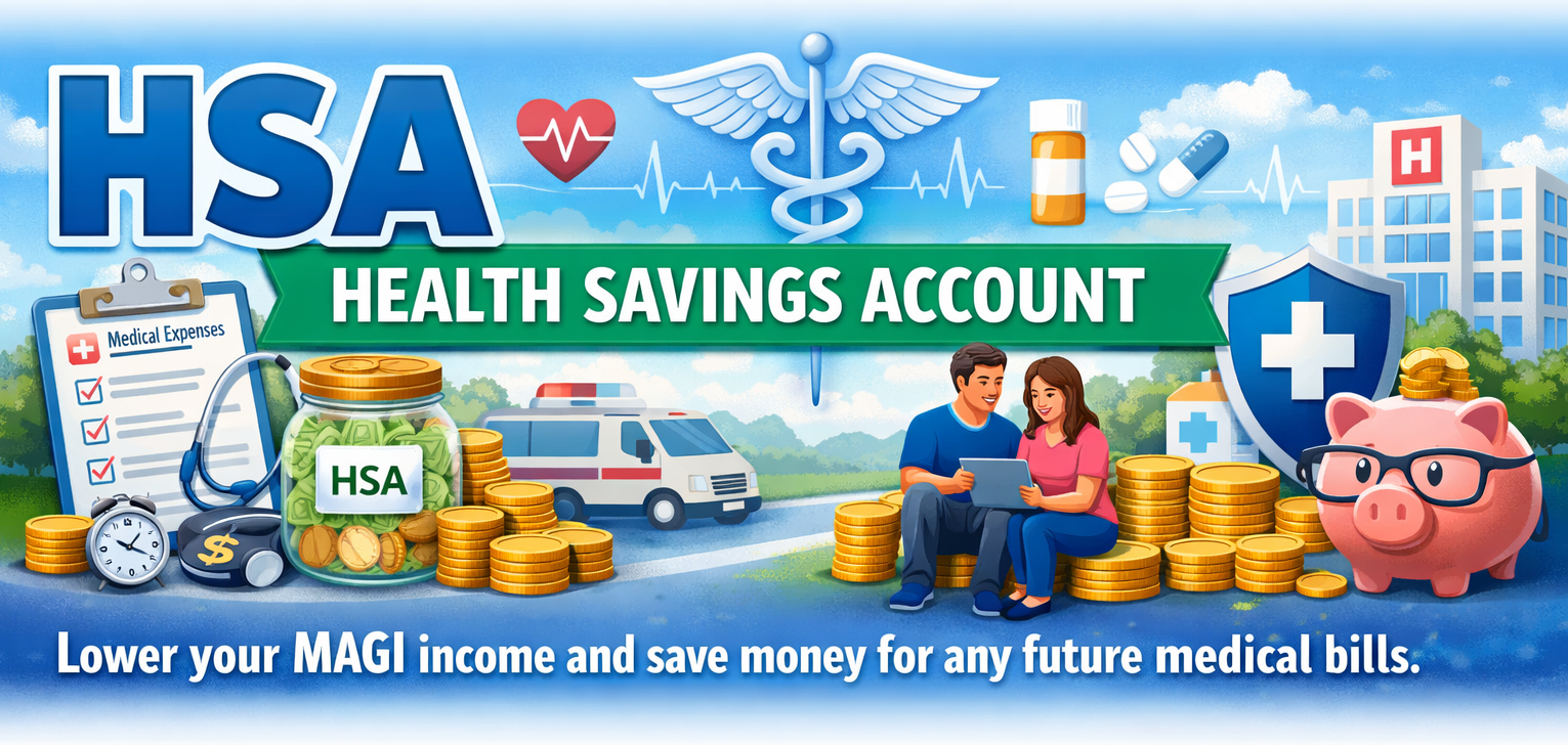 Health Savings Account  lower premium with bronze plan, lower MAGI income, save on taxes, 
