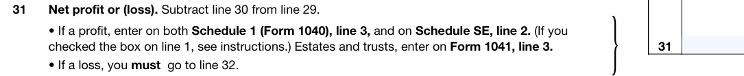 net profit or loss schedule c