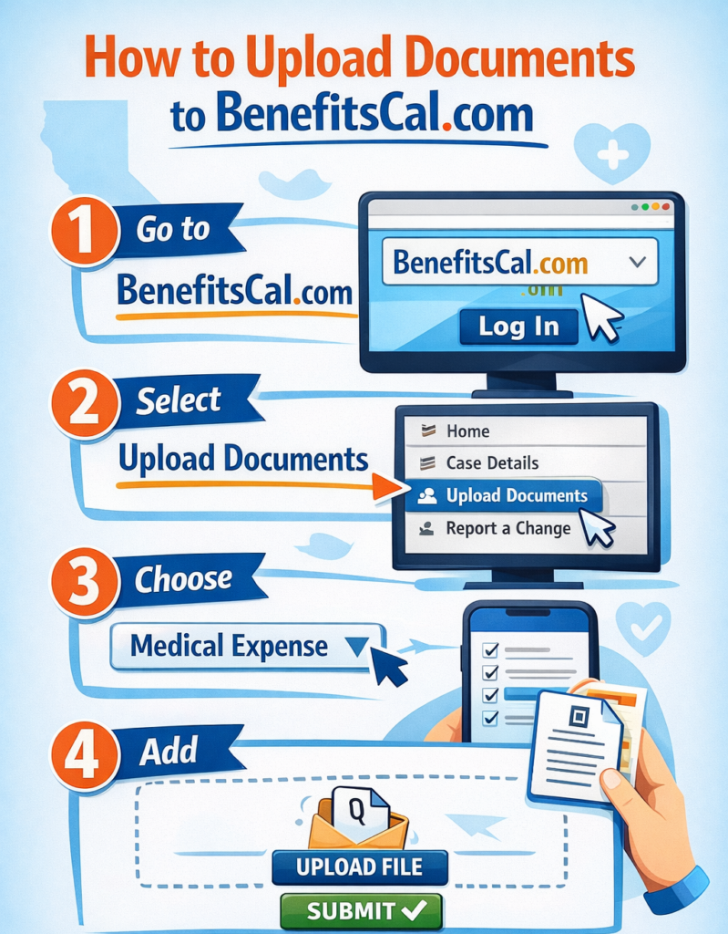 how to upload documents proving you have insurance coverage to benefitsCal.com