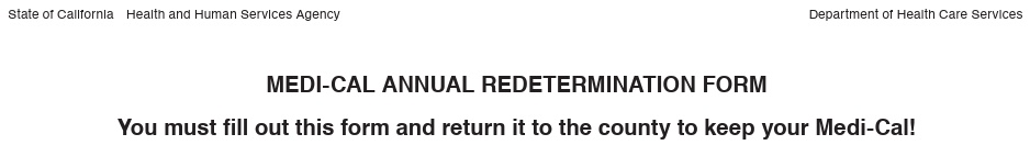 Medi Cal redetermination form