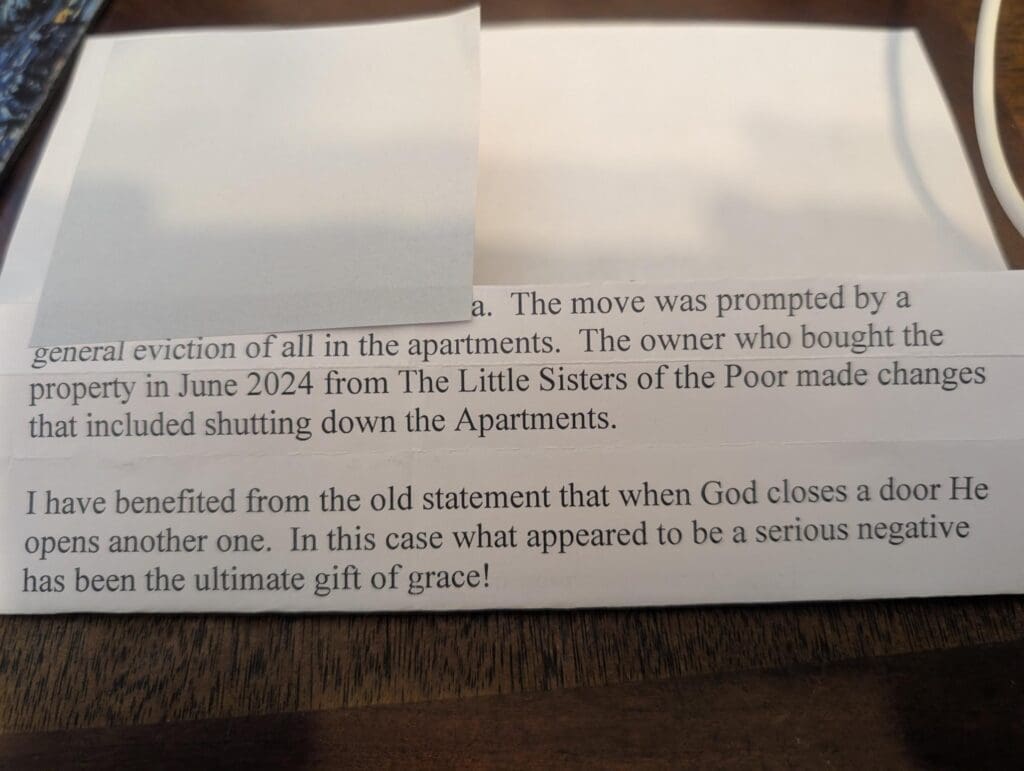 letter from resident had to move out